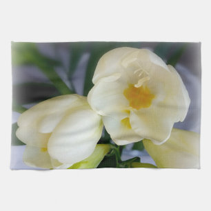 Linge De Cuisine frénésie jaune blanc