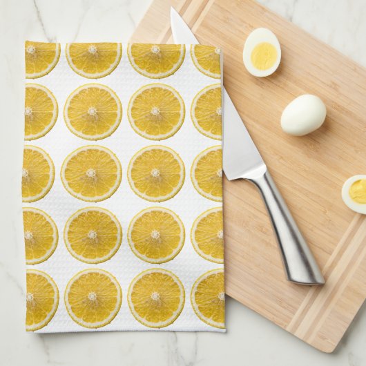 Linge De Cuisine Fresh Yellow Lemon Slice Citrus Pattern Kitchen (Quart Plié)