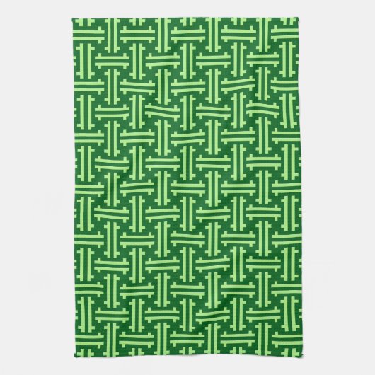 Linge De Cuisine Fret chinois Art déco, Jade Green (Vertical)