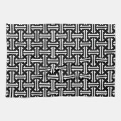 Linge De Cuisine Fret chinois Art déco, noir et blanc (Horizontal)