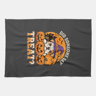 Linge De Cuisine Friandise pour chien Halloween Design Bulldog Citr