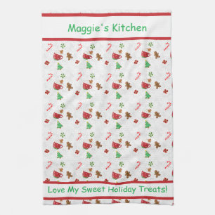 Linge De Cuisine Friandises de Noël – Canne à sucre, Cookies & Caca