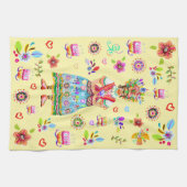 Linge De Cuisine Frida Kahlo Flower Folk Art Inspiration (Horizontal)