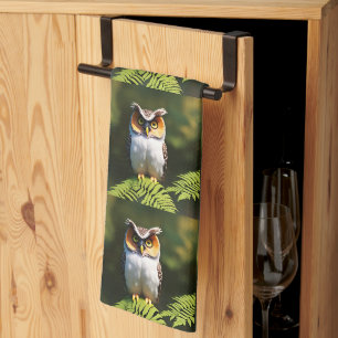 Linge De Cuisine "Frieda the Screech Owl : A Nocturnal Beauty"