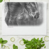 Linge De Cuisine Friesian Horse Portrait Wavy Mane (Plié)