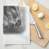 Linge De Cuisine Friesian Horse Portrait Wavy Mane (Quart Plié)