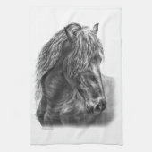 Linge De Cuisine Friesian Horse Portrait Wavy Mane (Vertical)