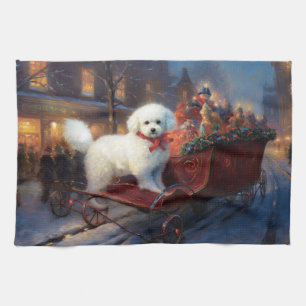 Linge De Cuisine Frise de Bichon Frise Festin de Noël