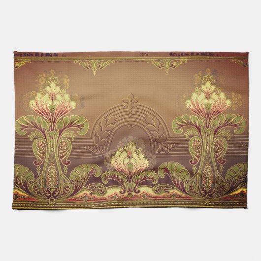 Linge De Cuisine frise florale victorienne élégante fleur Art nouve (Horizontal)