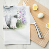 Linge De Cuisine Frontière Collie Chien Maman Floral (Quart Plié)