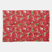 Linge De Cuisine Frontière de Noël Terrier (Horizontal)