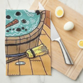 Linge De Cuisine Frosté Dans Un Bain À Remous (Quart Plié)