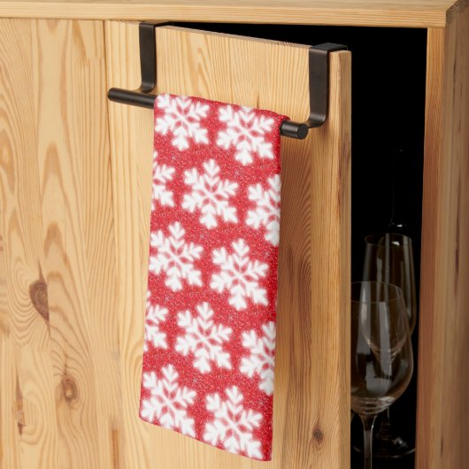 Linge De Cuisine Frosty red North Pole snowflakes | sparklinw (Pliage en tiers)