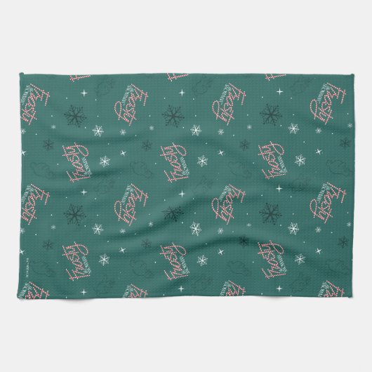 Linge De Cuisine Frosty Snowman Green Snowflake Motif (Horizontal)