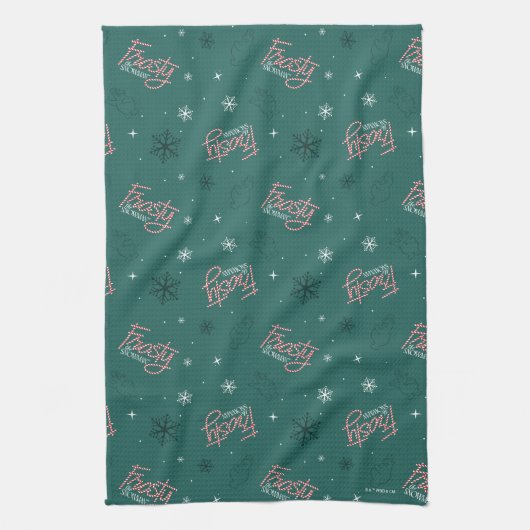 Linge De Cuisine Frosty Snowman Green Snowflake Motif (Vertical)