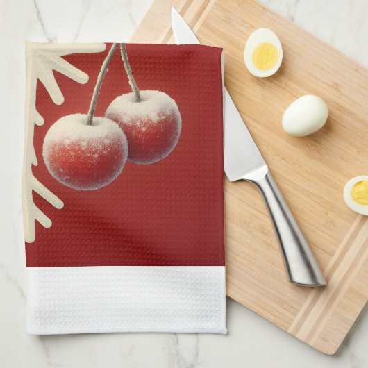 Linge De Cuisine Frozen Cherry Snowflake – Winter Magic Design (Quart Plié)