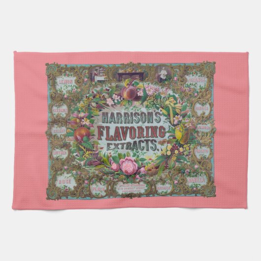 Linge De Cuisine Fruit à fleurs victorienne cuisson pêche rose vint (Horizontal)