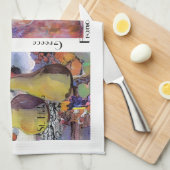 Linge De Cuisine "Fruit avec des verres de vin " (Quart Plié)