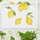 Linge De Cuisine Fruit d'aquarelle au citron jaune mou (Plié)