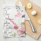 Linge De Cuisine Fruit de l'Esprit rose floral (Quart Plié)