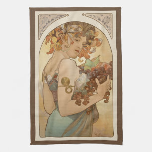 Linge De Cuisine Fruit par Alphonse Mucha, Art Nouveau vintage