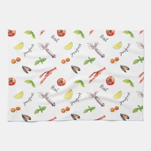 Linge De Cuisine Fruits De Mer Frais Sur Mesure (Horizontal)