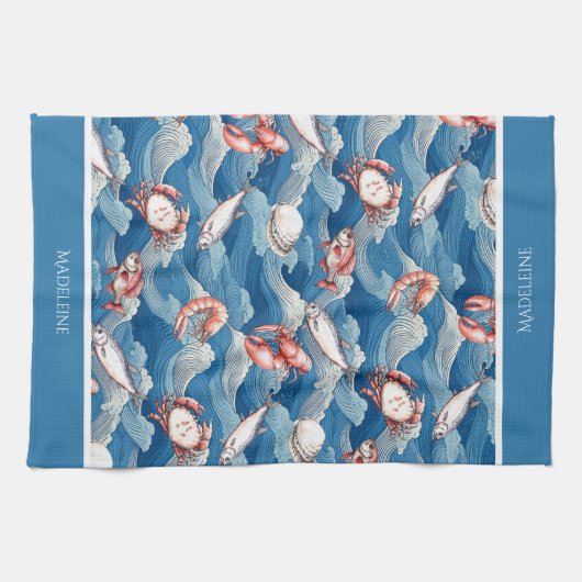 Linge De Cuisine Fruits de Mer Personnalisé (Horizontal)