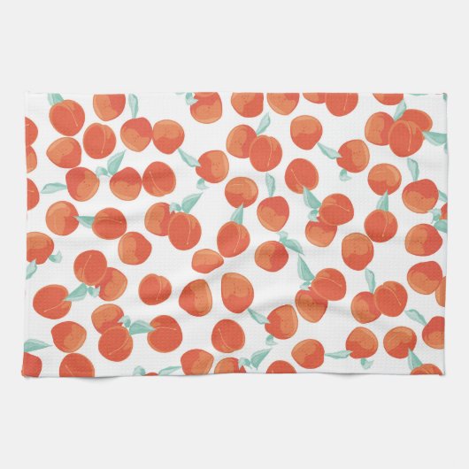 Linge De Cuisine Fruits de pêche, motif d'été. (Horizontal)