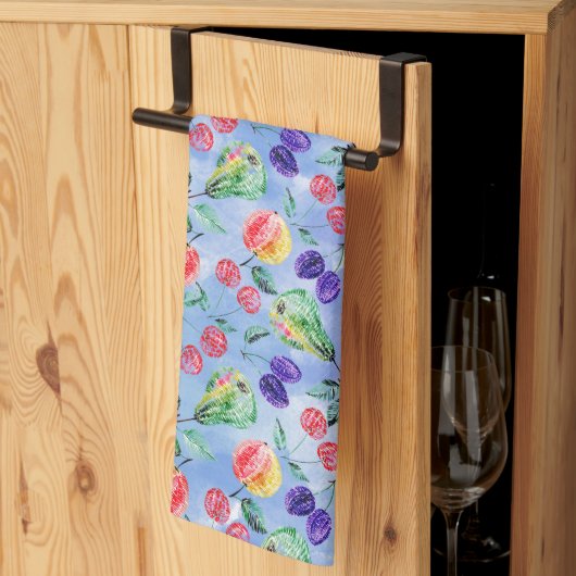 Linge De Cuisine Fruits et baies. (Pliage en tiers)