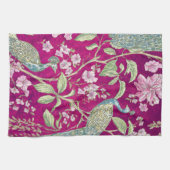 Linge De Cuisine Fuchsia Chinoiserie paon floral (Horizontal)