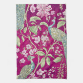 Linge De Cuisine Fuchsia Chinoiserie paon floral (Vertical)