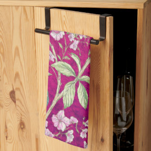 Linge De Cuisine Fuchsia Chinoiserie paon floral