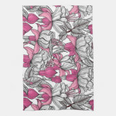 Linge De Cuisine Fuchsia en blanc et rose (Vertical)