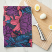 Linge De Cuisine Fuchsia en bleu et violet (Quart Plié)