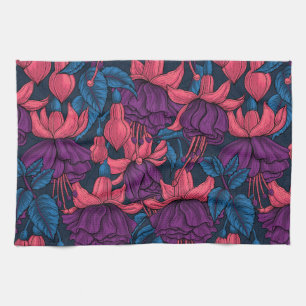 Linge De Cuisine Fuchsia en bleu et violet