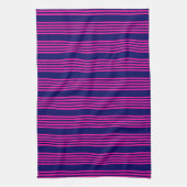 Linge De Cuisine Fuchsia et bleu marine cinq bandes motif (Vertical)
