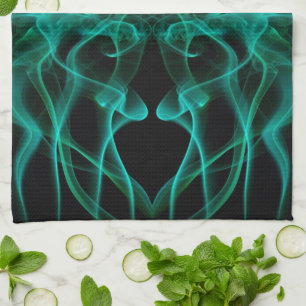 Linge De Cuisine Fumée verte minimaliste symétrique noir