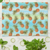 Linge De Cuisine Fun Ananas Fruit Motif Aquarelle Art Stripes (Plié)