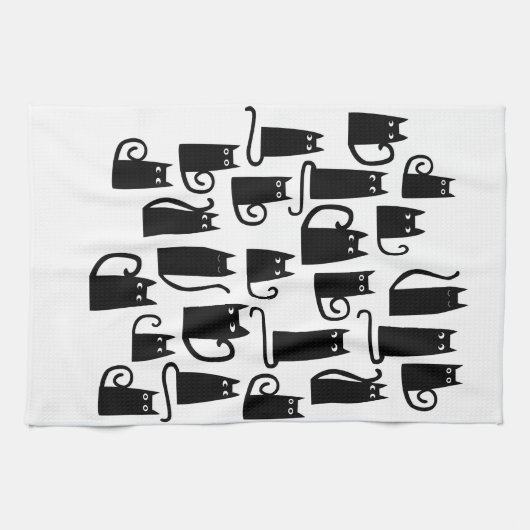 Linge De Cuisine Fun Black Cats (Horizontal)