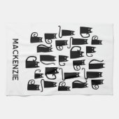 Linge De Cuisine Fun Black Cats Nom personnalisé (Horizontal)