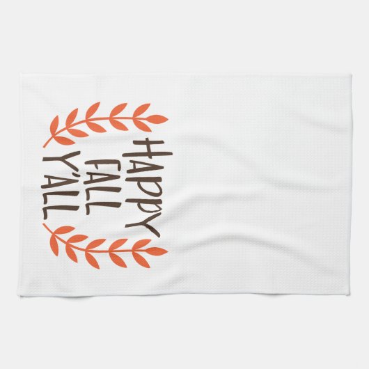 Linge De Cuisine Fun Brown Orange Happy Fall Leaf (Horizontal)