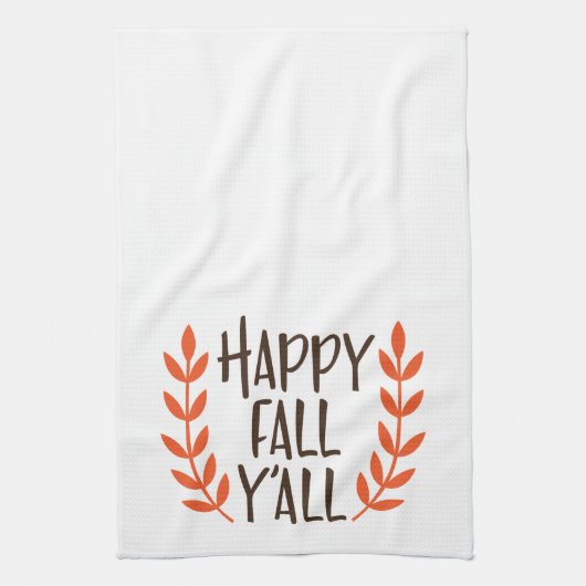 Linge De Cuisine Fun Brown Orange Happy Fall Leaf (Vertical)