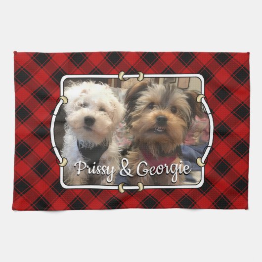 Linge De Cuisine Fun Custom Christmas Red & Black Plaid Photo Cadre (Horizontal)