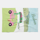 Linge De Cuisine Fun Glam Golf Panier Pittoresque Nom personnalisé (Horizontal)