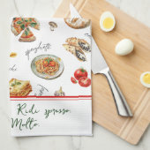 Linge De Cuisine Fun Italian Food Lover Mangia Bene (Quart Plié)