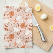 Linge De Cuisine Fun Retro Ghost & Jack-O-Lantern Motif (Quart Plié)