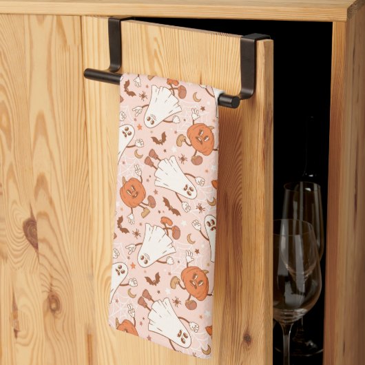 Linge De Cuisine Fun Retro Ghost & Jack-O-Lantern Motif (Pliage en tiers)