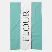 Linge De Cuisine Fun Retro Lumière Turquoise Noir Blanc FLEURS (Vertical)