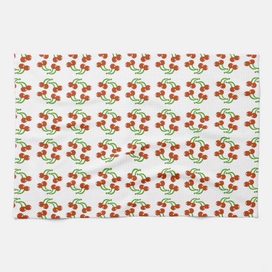 Linge De Cuisine Fun Retro Nostalgia Red Cherry Motif (Horizontal)