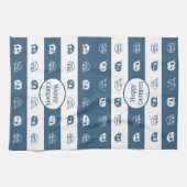 Linge De Cuisine Fun Retro RV Happy Campers en bleu et blanc (Horizontal)